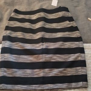 NWT J. Crew Black and Gray Striped Skirt